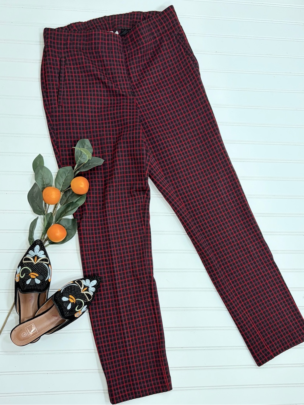 J. Jill Plaid Ponte Slim Leg Pants